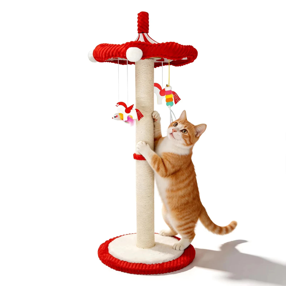 CWV Rotating Cat Scratching Post With Sturdy Base Hanging Toy