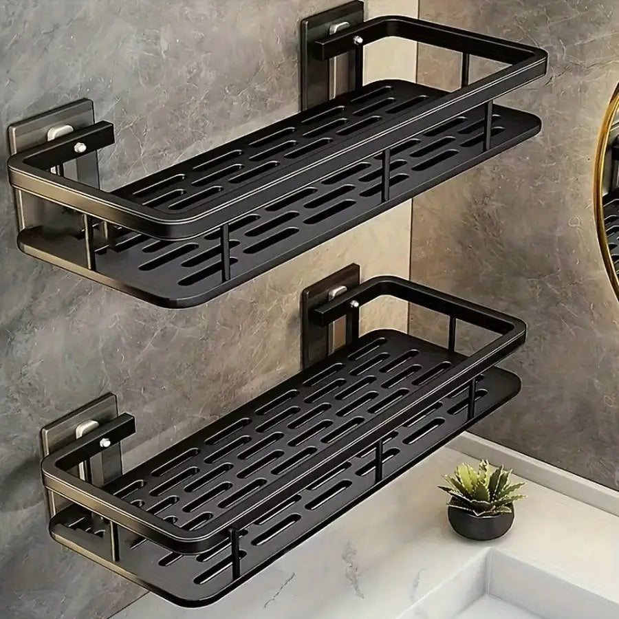 Drill Free Wall Mounted Aluminum Bathroom Storage Shelf Shower Rack