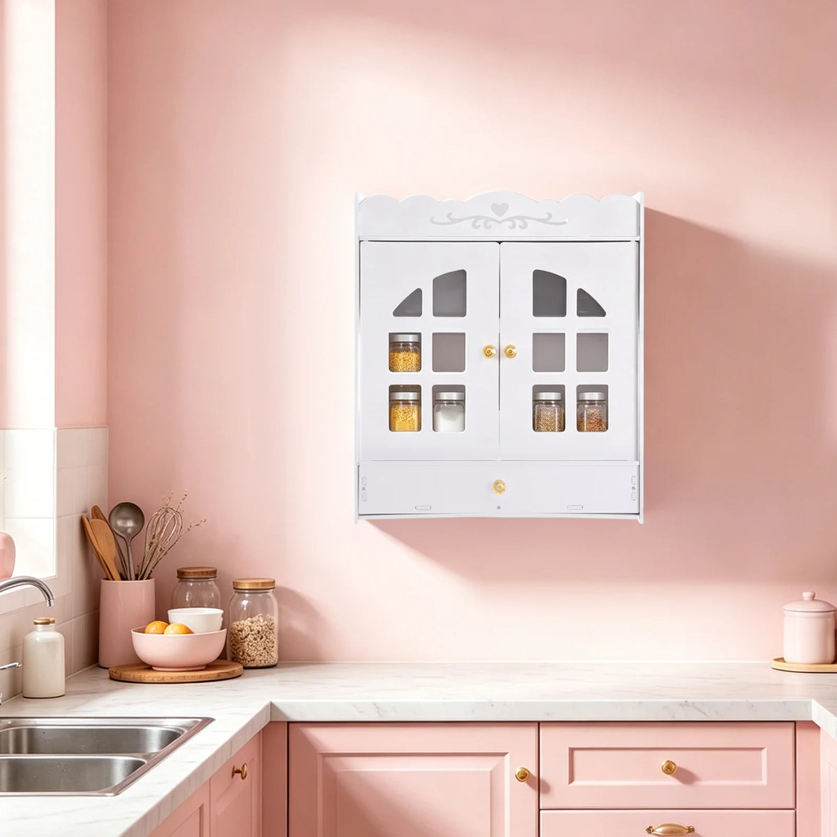 Bymaocar Wall Mounted Bathroom Organizer Cabinet With Storage