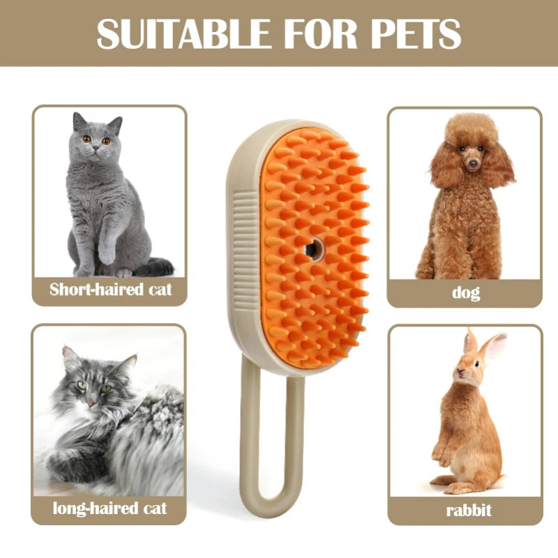 Electric Pet Steam Brush For Cats And Dogs Hair Removal