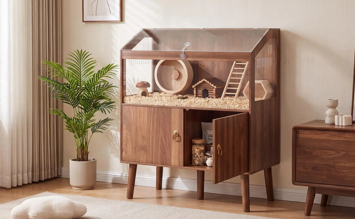 Wooden Hamster Cage Enclosure With Spacious Play And Rest Area