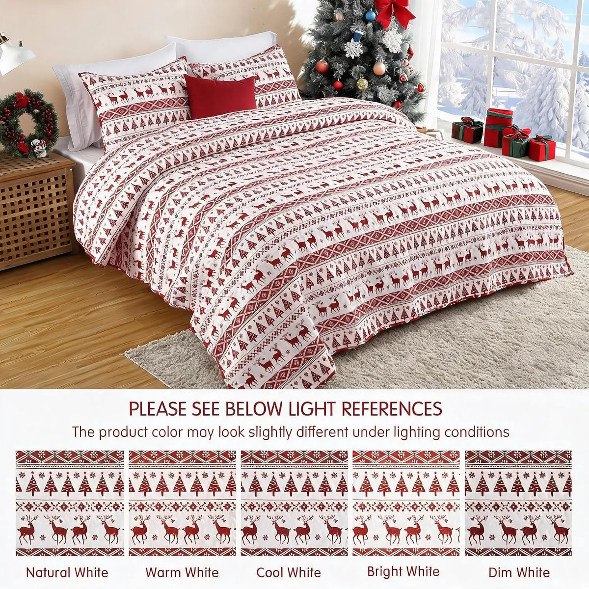 Christmas Snowflake Fleece Quilt Set Soft Warm Winter Bed Cover