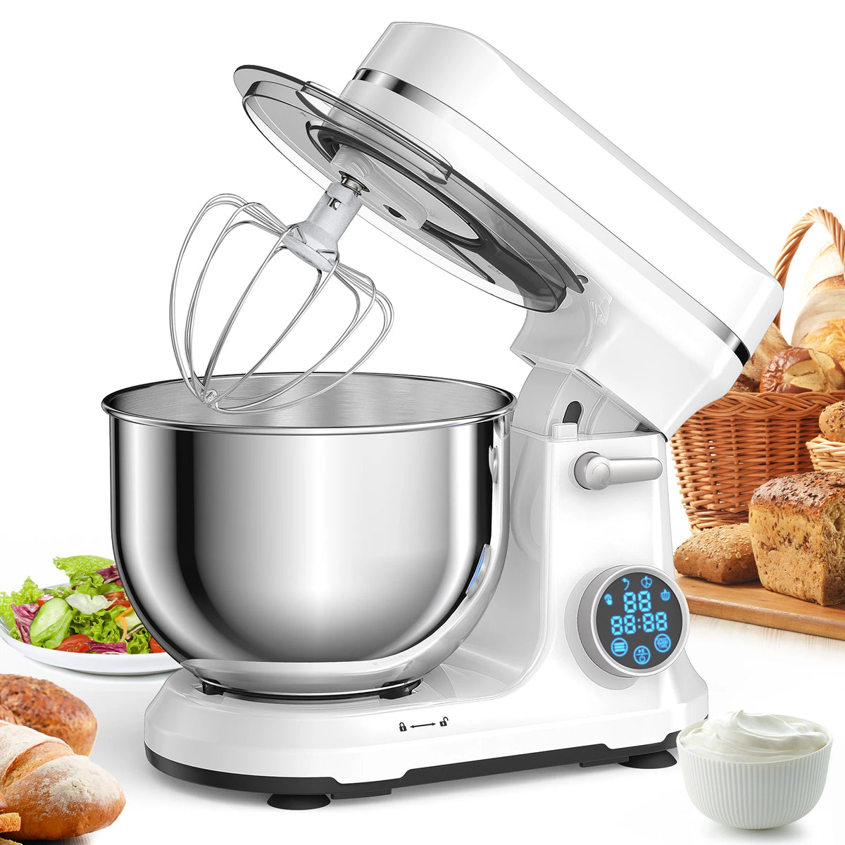 BioloMix Digital Stand Mixer With 11 Speeds And Dough Hook