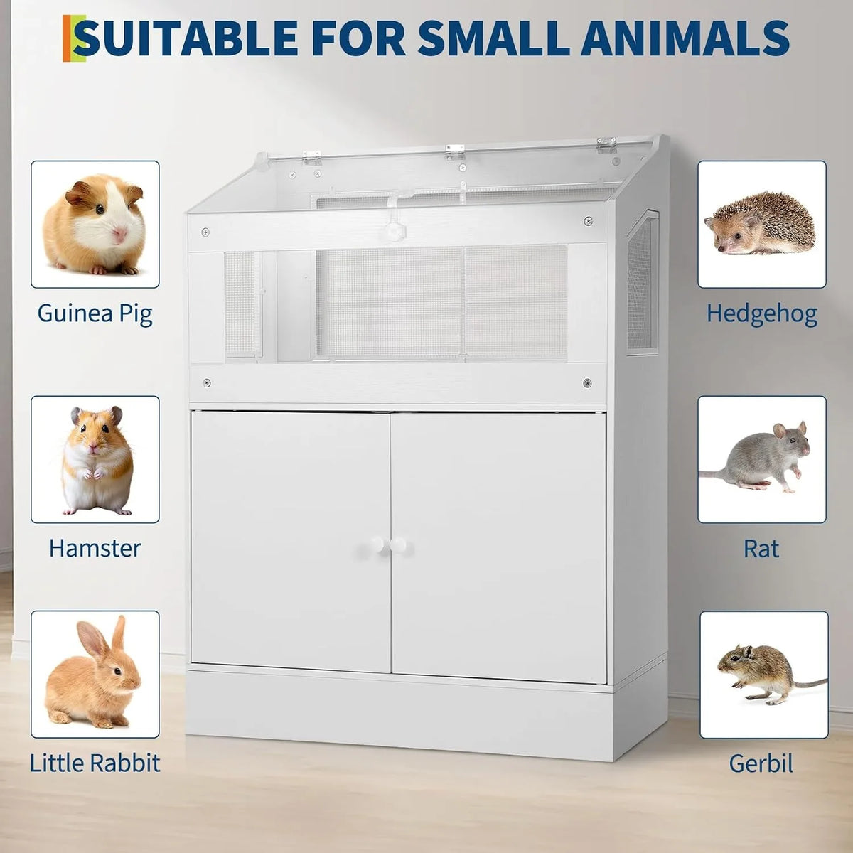 Hamster Cage With Storage Cabinet And Clear Acrylic Panels
