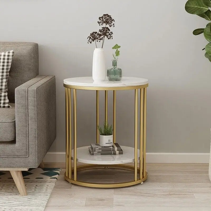 Wisfor Round Stone Side Table Nightstand Jewelry Storage
