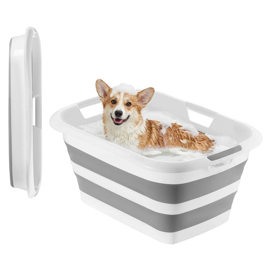 Foldable Dog Bathtub For Small Pets With Integrated Drainage