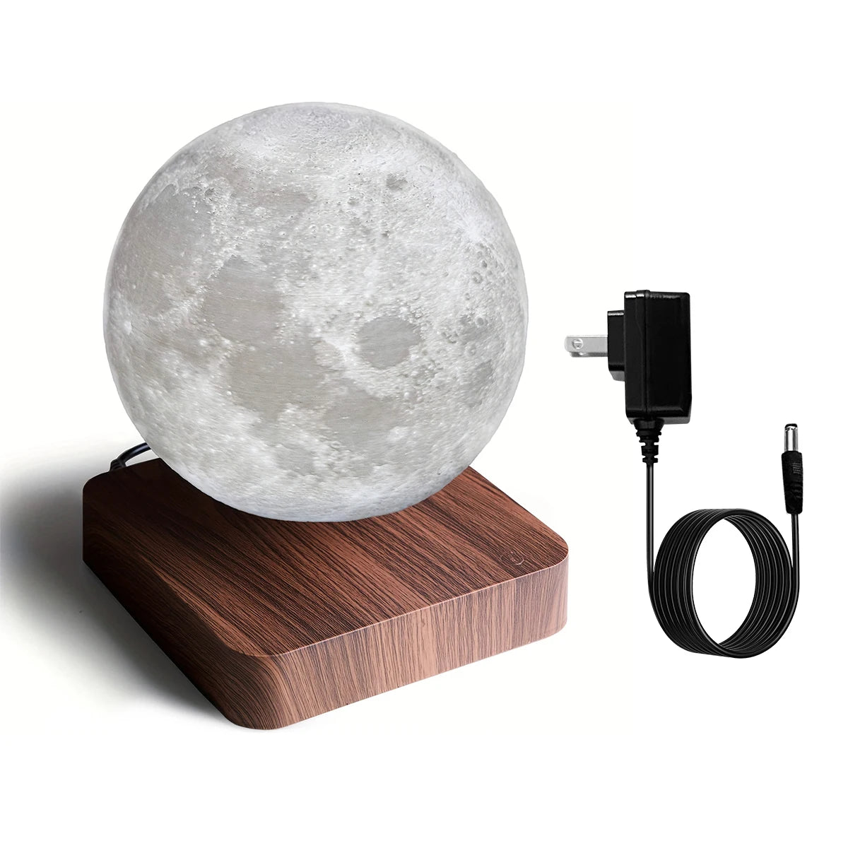 Mexllex Magnetic Floating Rotating Moon Lamp With Wooden LED Base