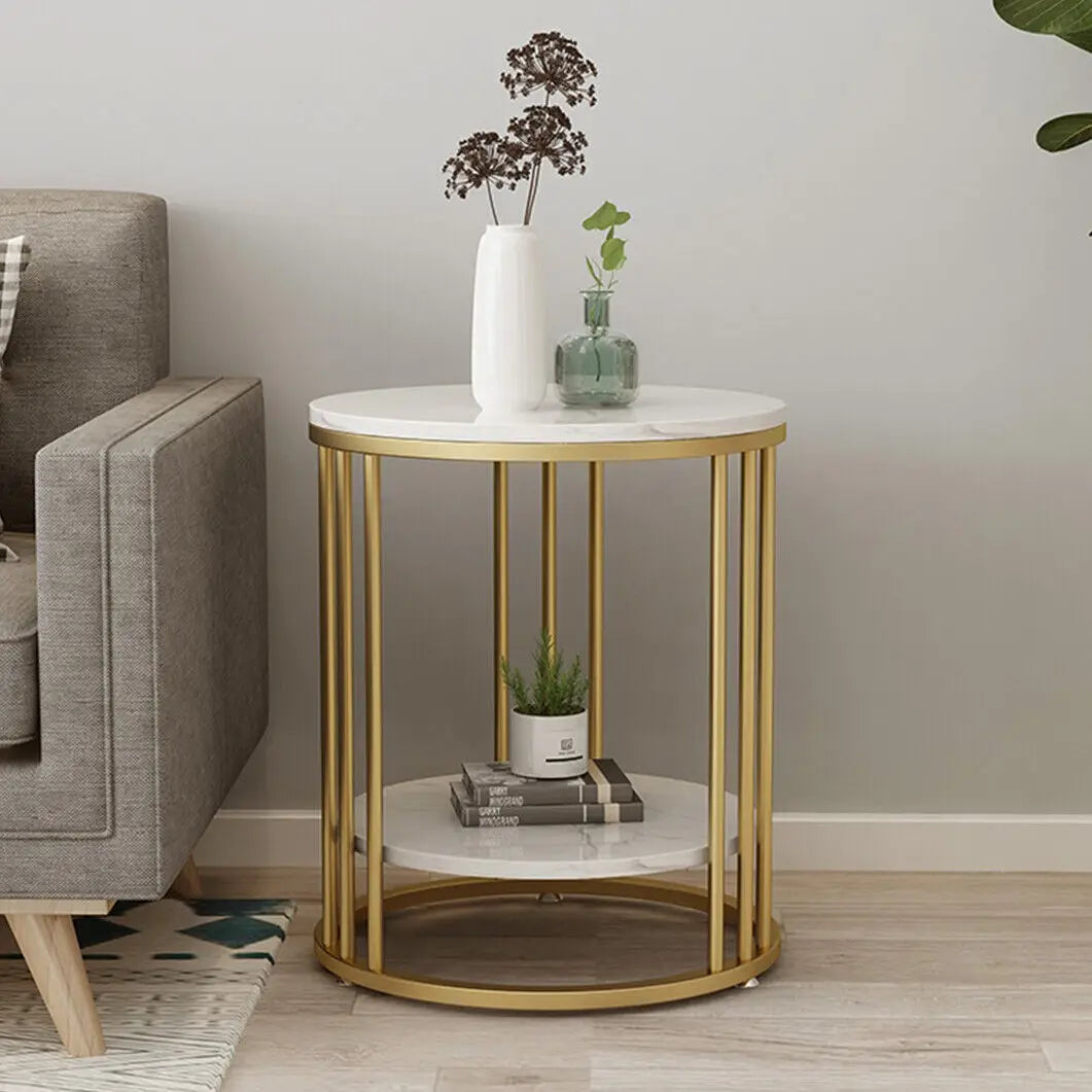 Wisfor Round Stone Side Table Nightstand Jewelry Storage