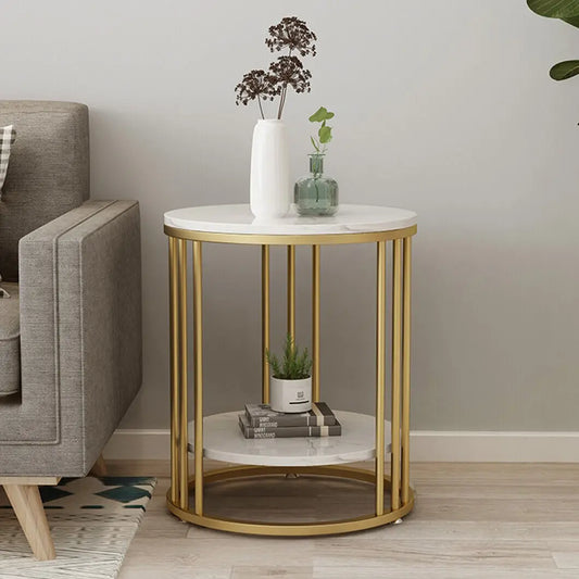 Wisfor Round Stone Side Table Nightstand Jewelry Storage