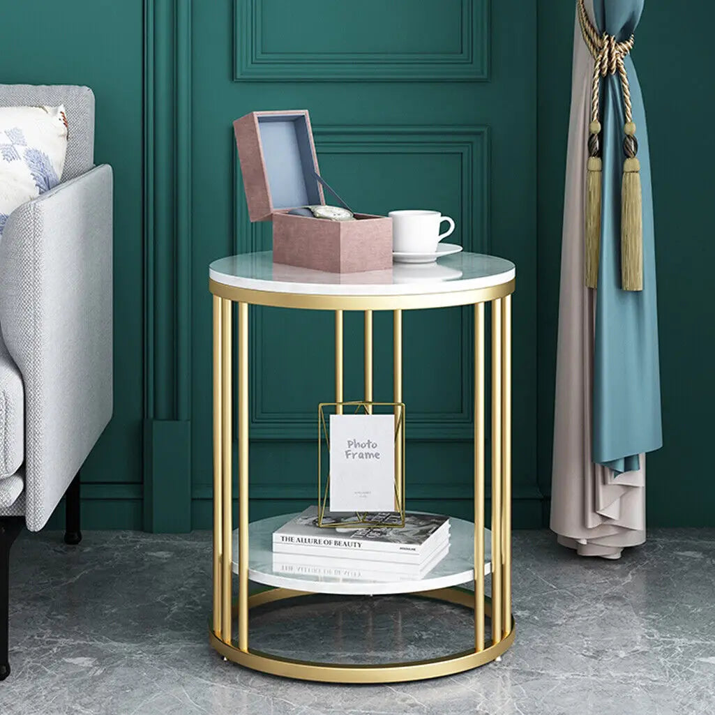 Wisfor Round Stone Side Table Nightstand Jewelry Storage