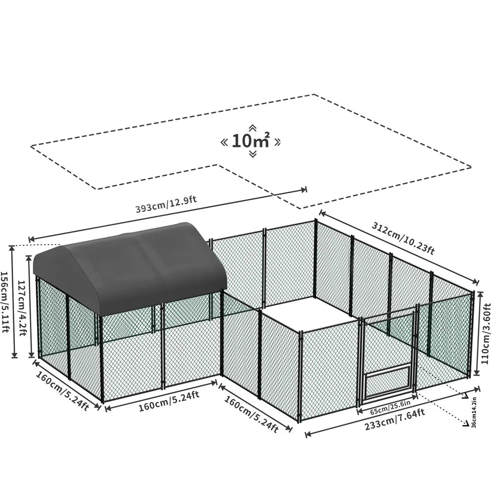 BORWART Walk In Chicken Run Coop With Waterproof Outdoor Cover