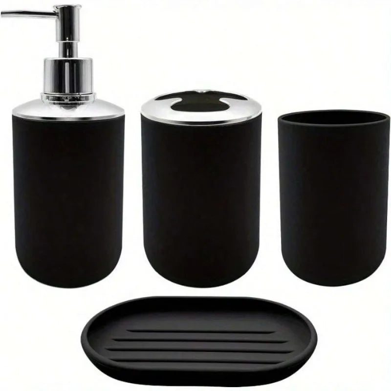 Four Piece Resin Bathroom Accessories Set With Soap Dispenser