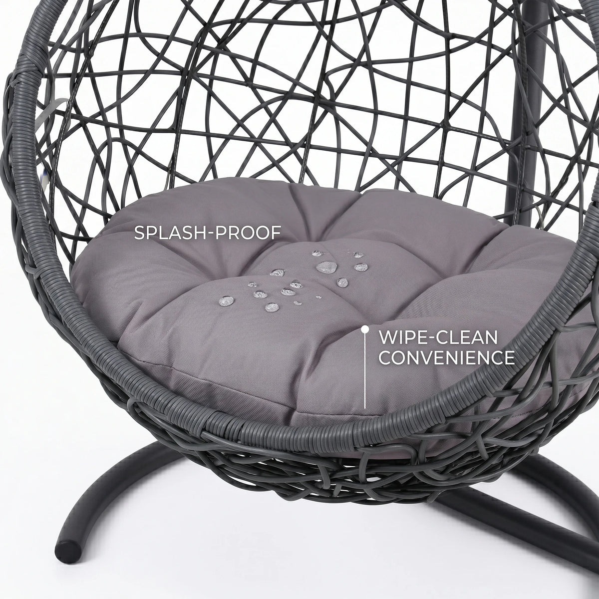 Stylish Rattan Cat Swing Bed With Support Stand And Plush Cushion