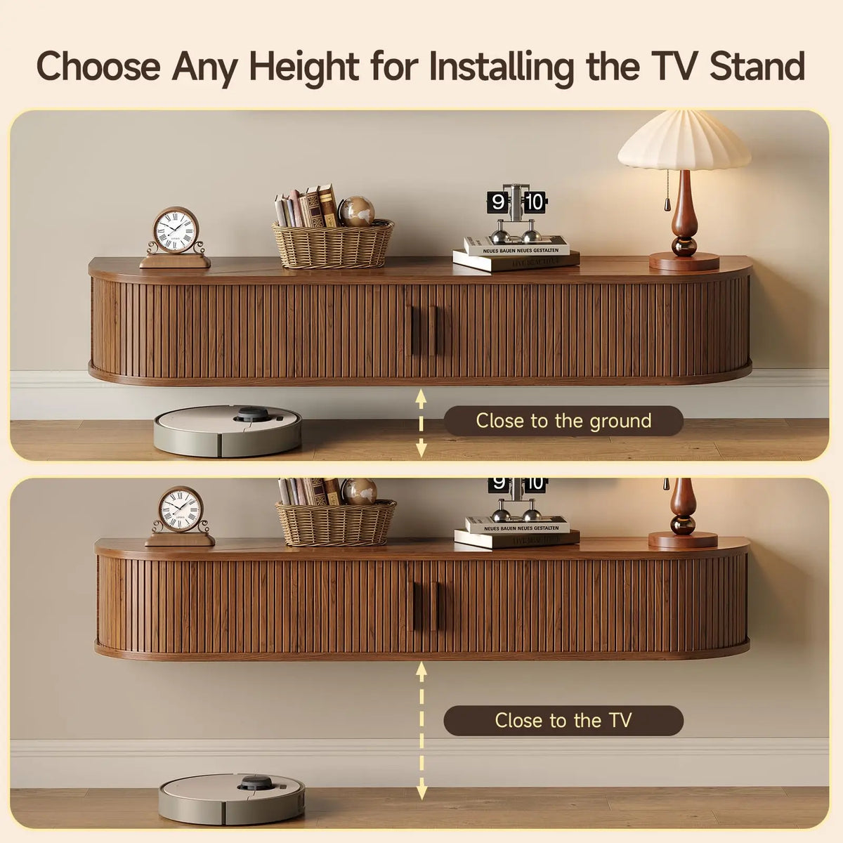 Onbrell Floating TV Console With LED Lights And Power Outlet