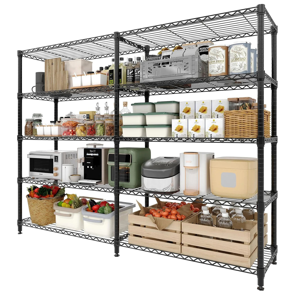 Twister.CK Heavy Duty Folding Metal Adjustable Shelving Organizer Rack
