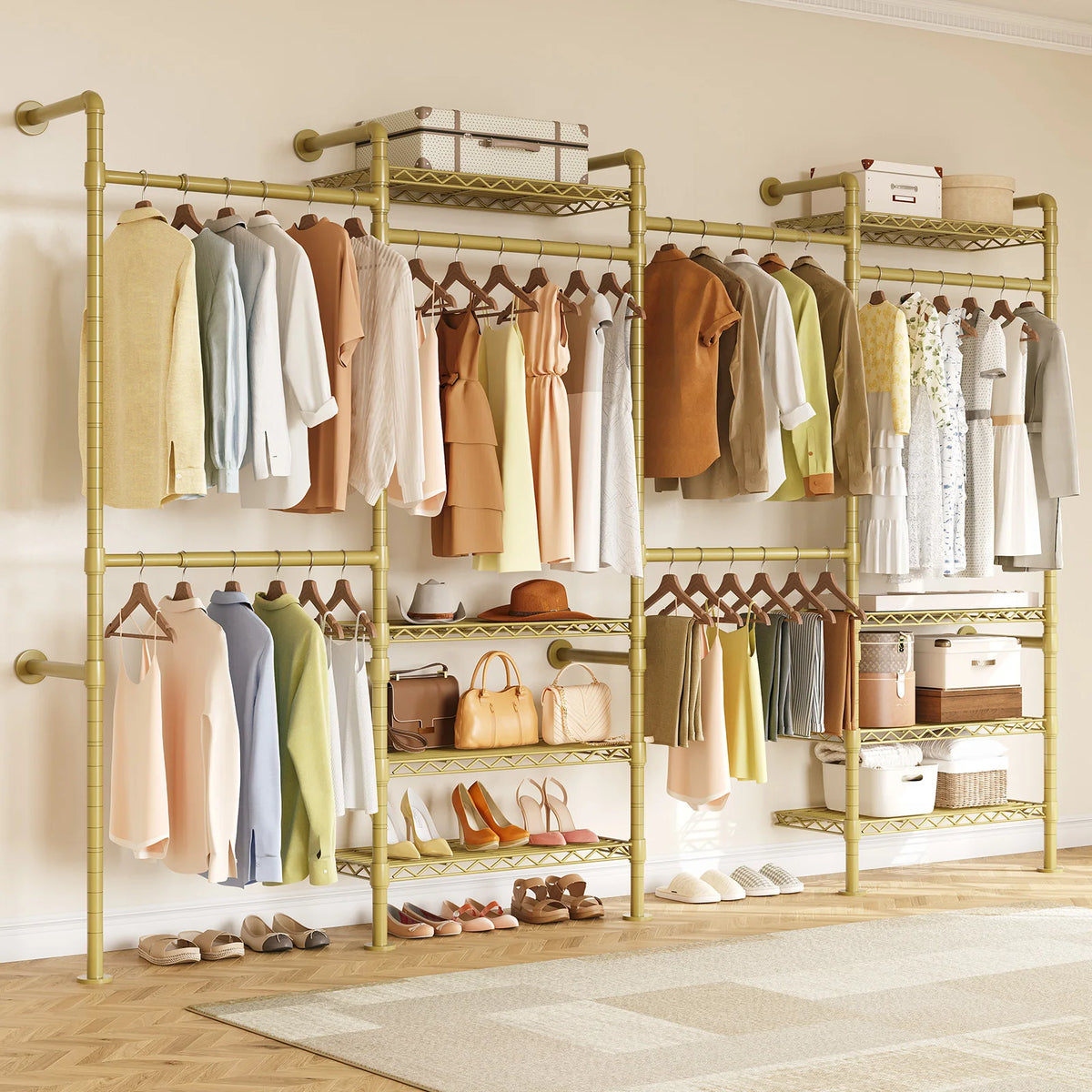ONBRILL Wall Mounted Industrial Pipe Clothes Rack System