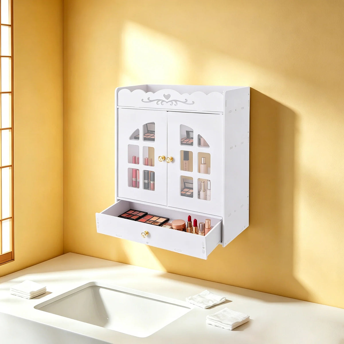 Bymaocar Wall Mounted Bathroom Organizer Cabinet With Storage
