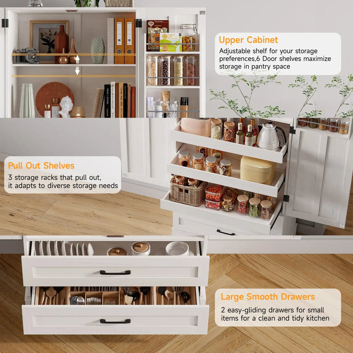 Onbrill 6 Door Kitchen Pantry Cabinet With Shelves Freestanding