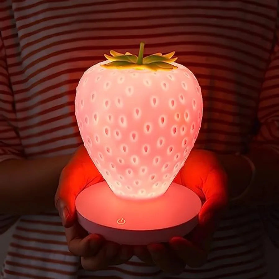 Touch Control Silicone Strawberry Night Light Rechargeable Lamp