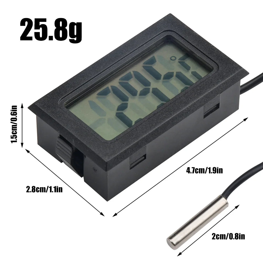 5PCS FY-10 Mini LCD Digital Thermometer, Built-in Temperature Tester, Aquarium/Car/Water Bath Temperature Sensor, Temperature Monitor, Built-in Temperature Sensor, 1M Cable Length