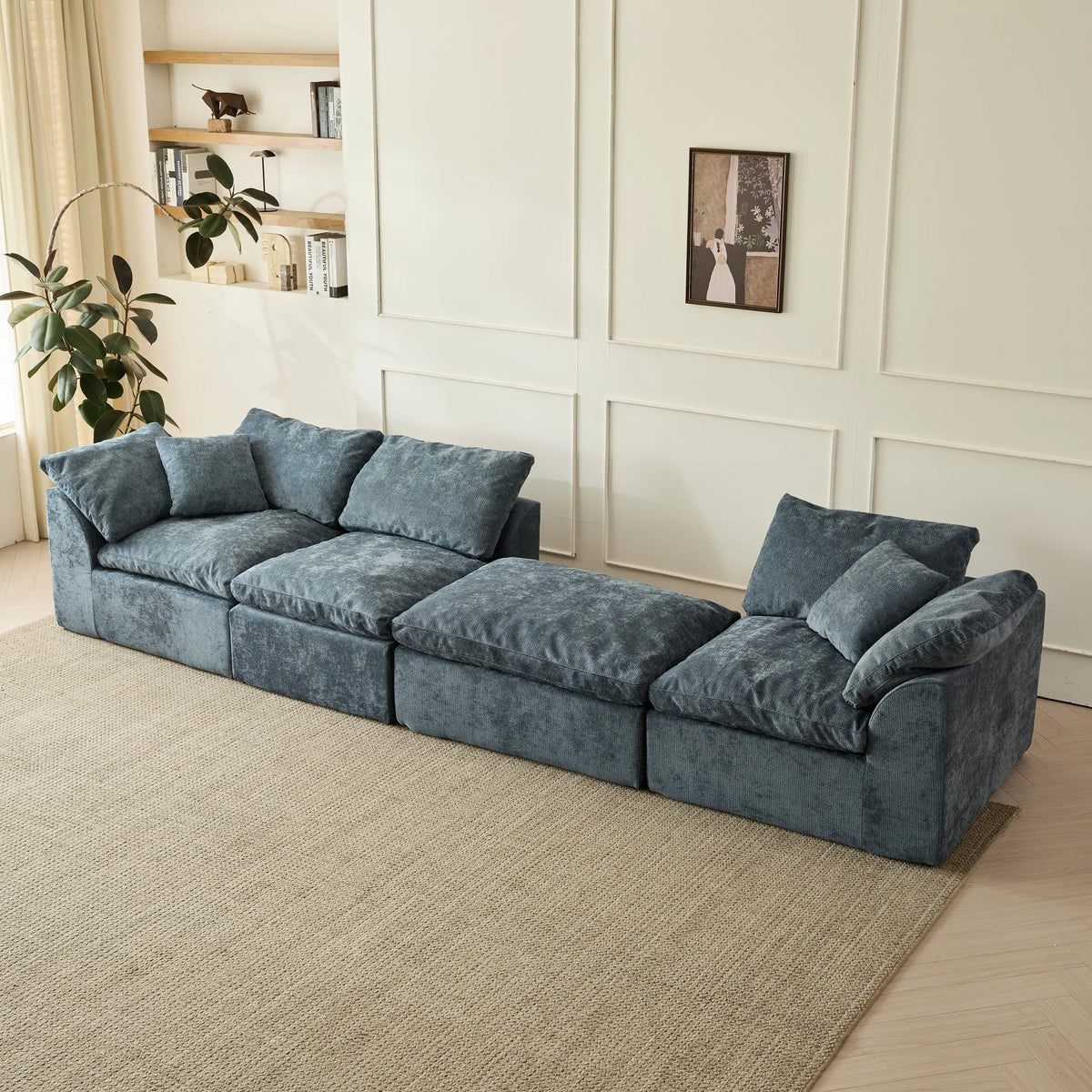 Yeflixvrau Modern Cloud L Shaped Modular Sectional Sofa With Ottoman