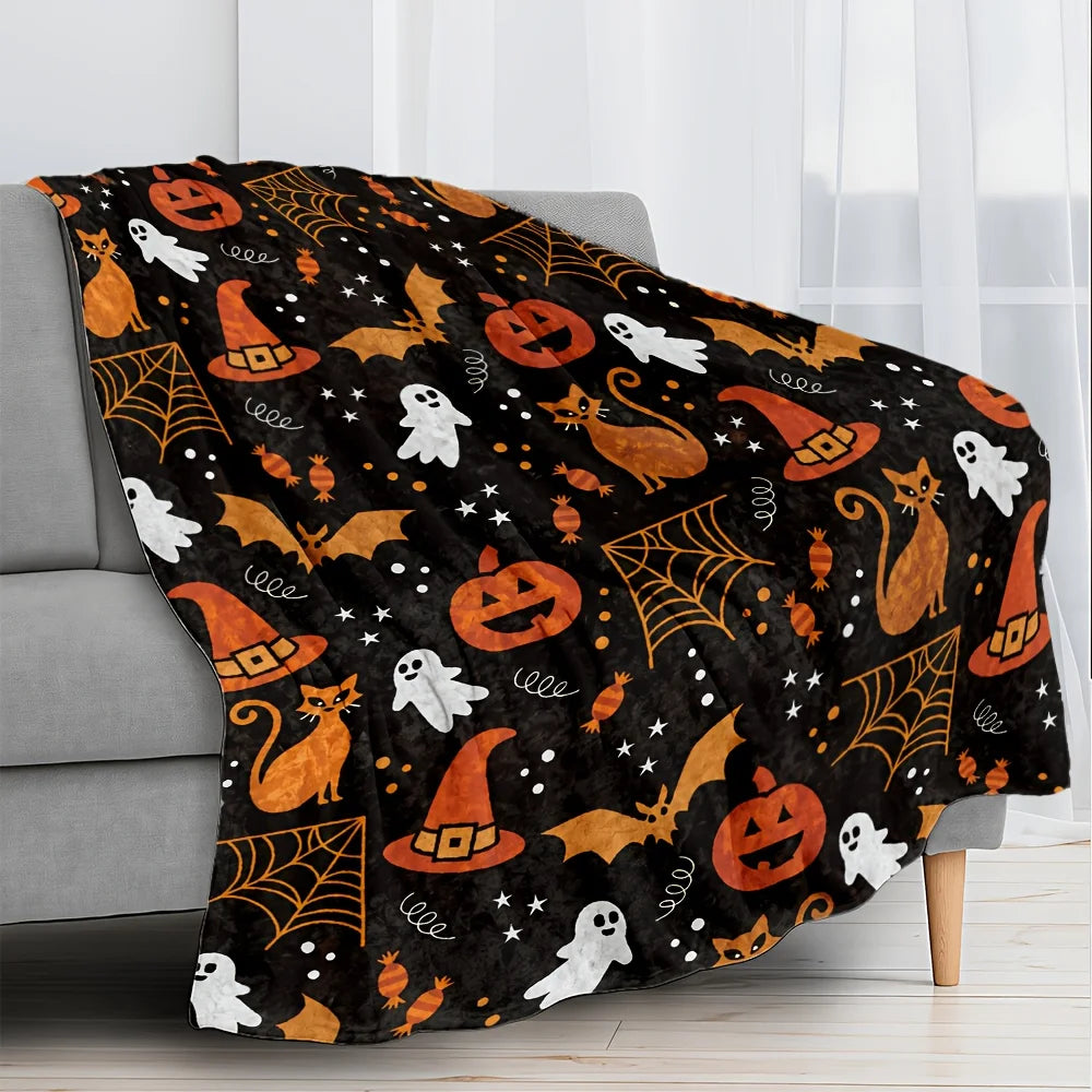 Halloween All Over Print Flannel Throw Blanket For Bedroom Decor