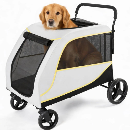 Foldable Pet Stroller With Breathable Mesh Carrier For Outdoor Travel