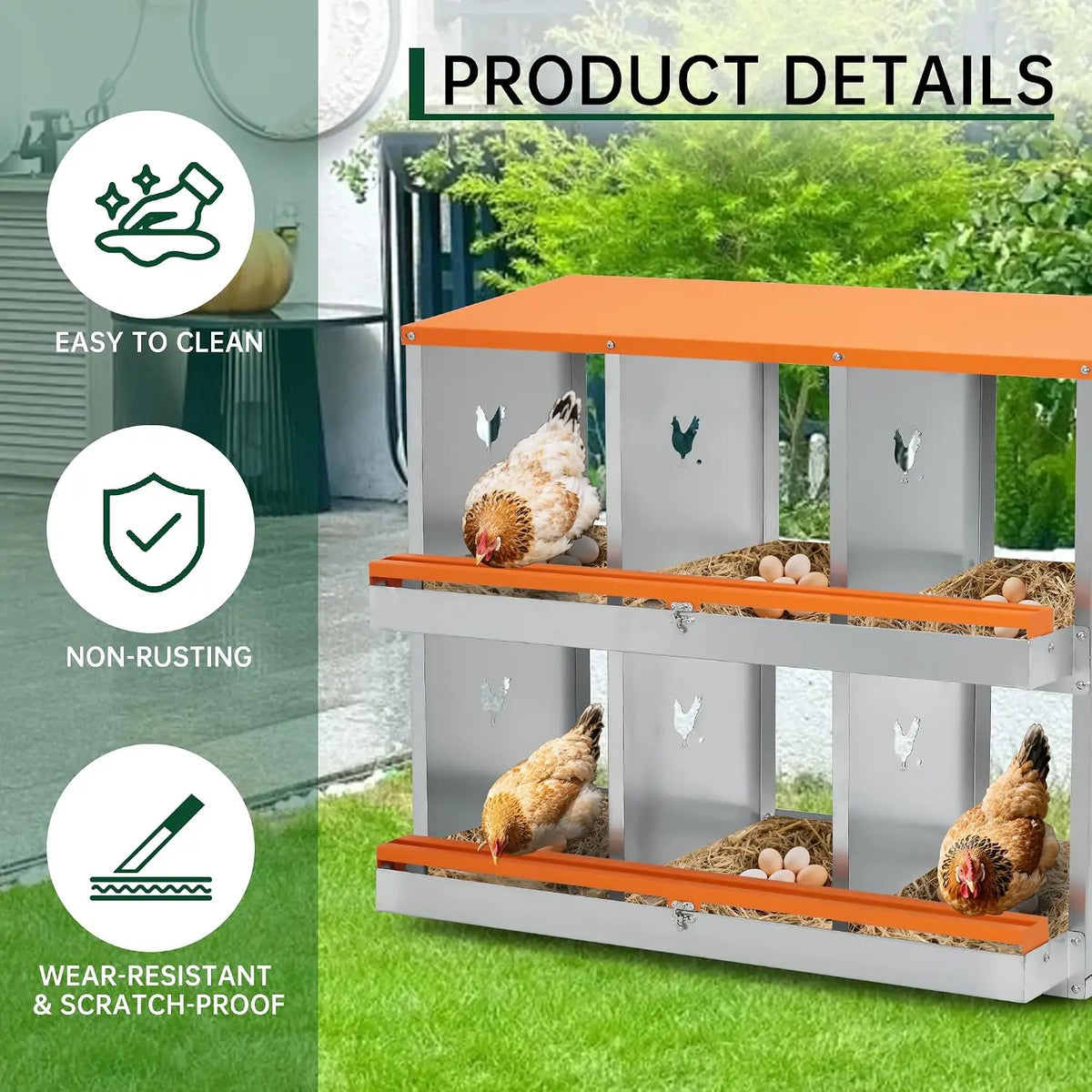 Garvee Chicken Nesting Box With Removable Egg Collection Tray