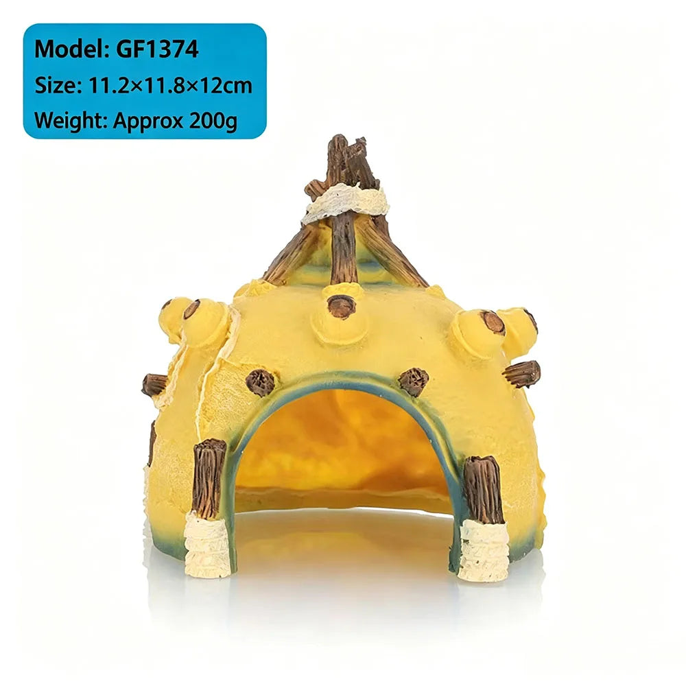 Aquarium Resin Hiding Cave Ornament Fish Tank Decor Shelter House Safe Non‑Toxic Hideout for  Aquarium Landscape Decoration
