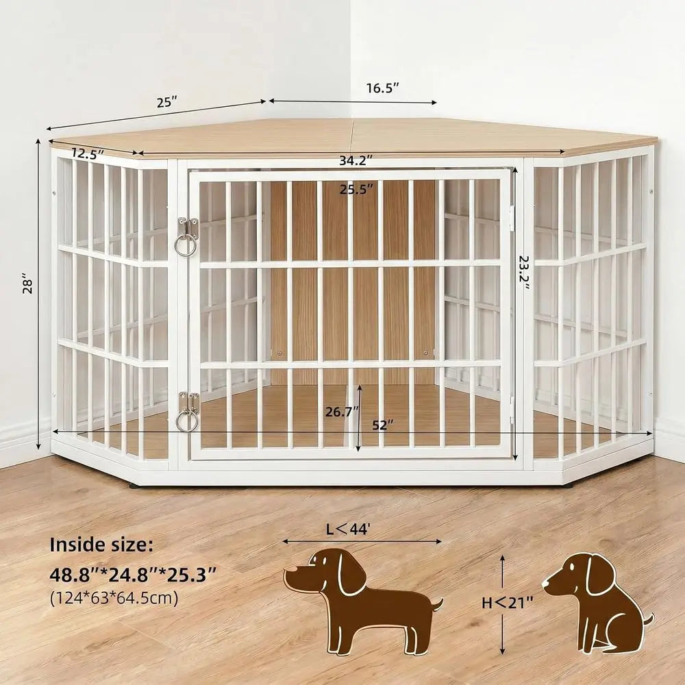Wooden Dog Crate Furniture With Lockable Ventilated Kennel Design
