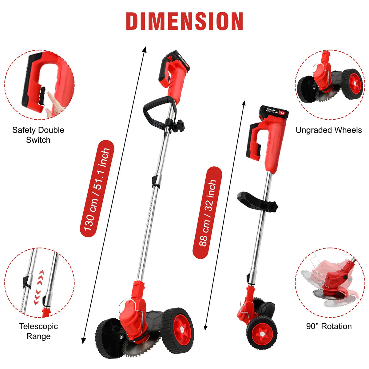 Cordless Electric Grass Trimmer Lawn Edger Garden Tool