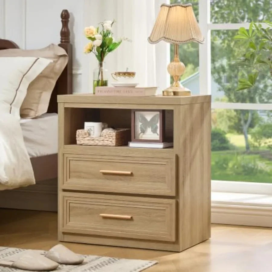 24'' Wide Farmhouse Night Stand with 2 Drawers Set of 2