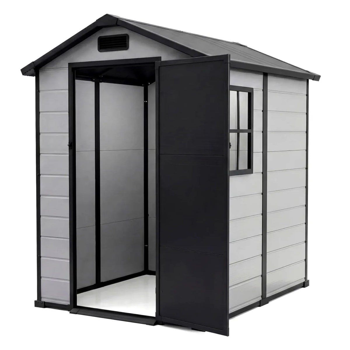 Outdoor Metal Storage Shed With Lockable Door And Gable Roof