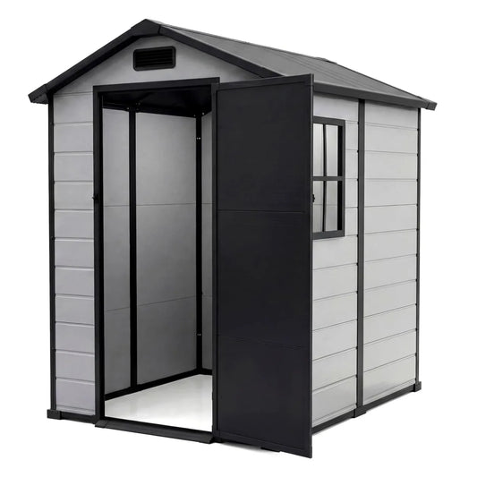 Outdoor Metal Storage Shed With Lockable Door And Gable Roof