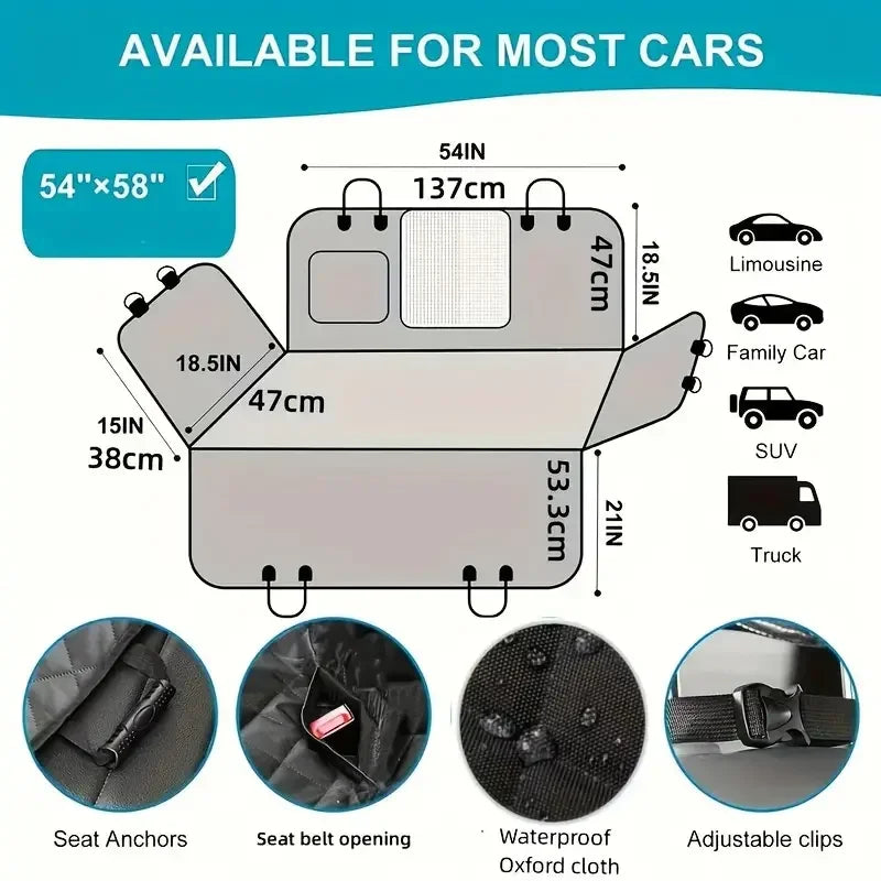 Universal Waterproof Nonslip Dog Car Seat Cover Polyester Hammock Style