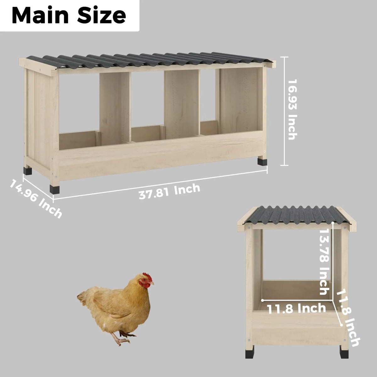 Wooden Chicken Nesting Box With Waterproof PVC Roof For Coops