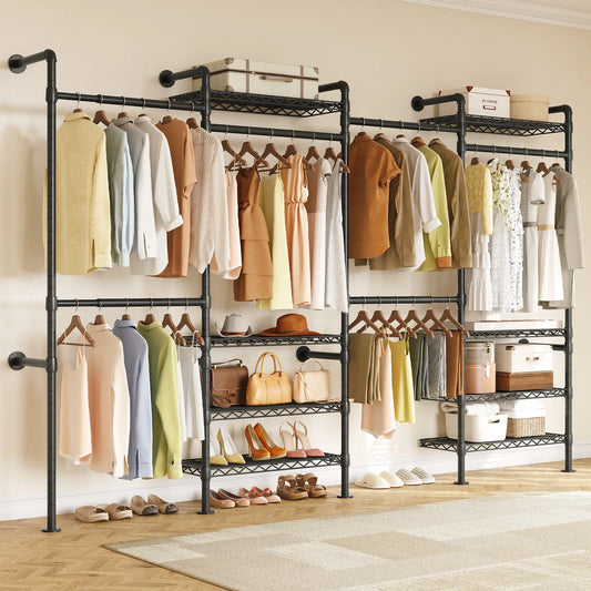 ONBRILL Wall Mounted Industrial Pipe Clothes Rack System