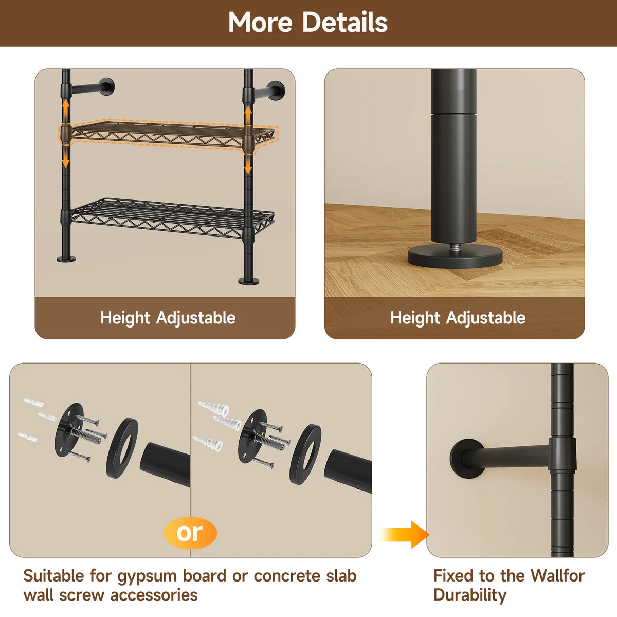 ONBRILL Wall Mounted Industrial Pipe Clothes Rack System