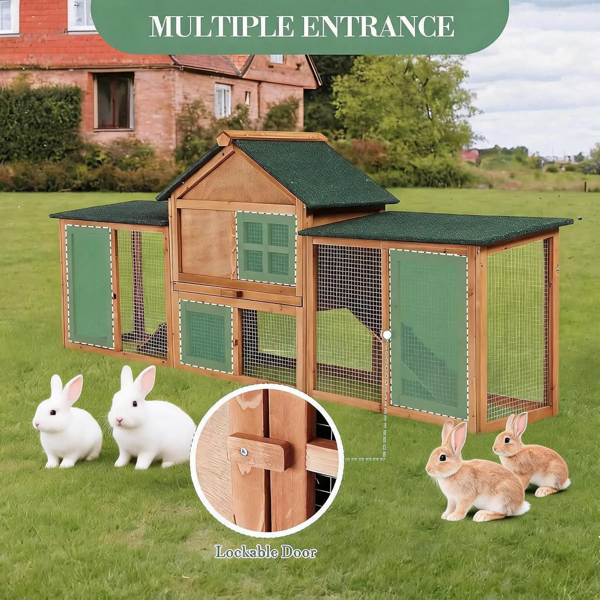 Garvee Wooden Chicken Coop Hutch With Waterproof Asphalt Roof