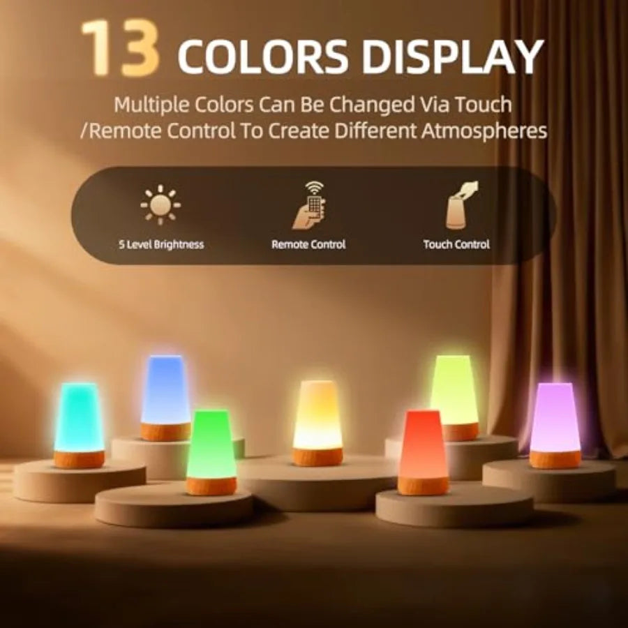 Rechargeable Dimmable Touch Night Light With Remote Bedside Lamp