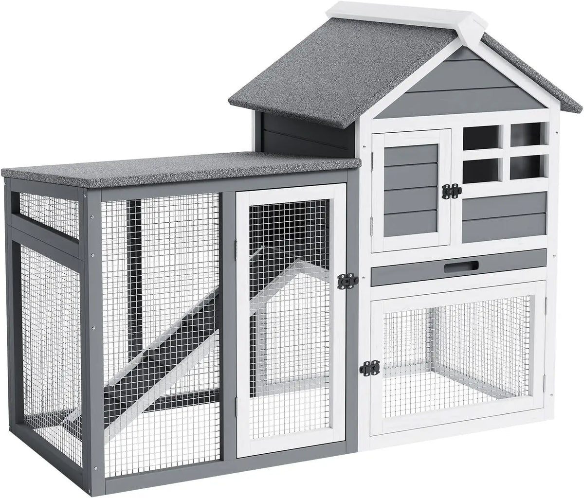 Garvee Two Story Wooden Rabbit Hutch With Pull Out Tray