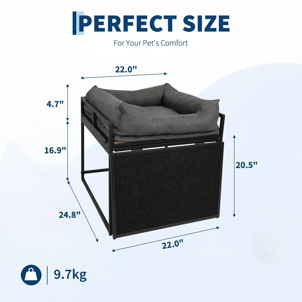 Elevated Dog Bed Ramp With Bolster Cushion And Sturdy Frame