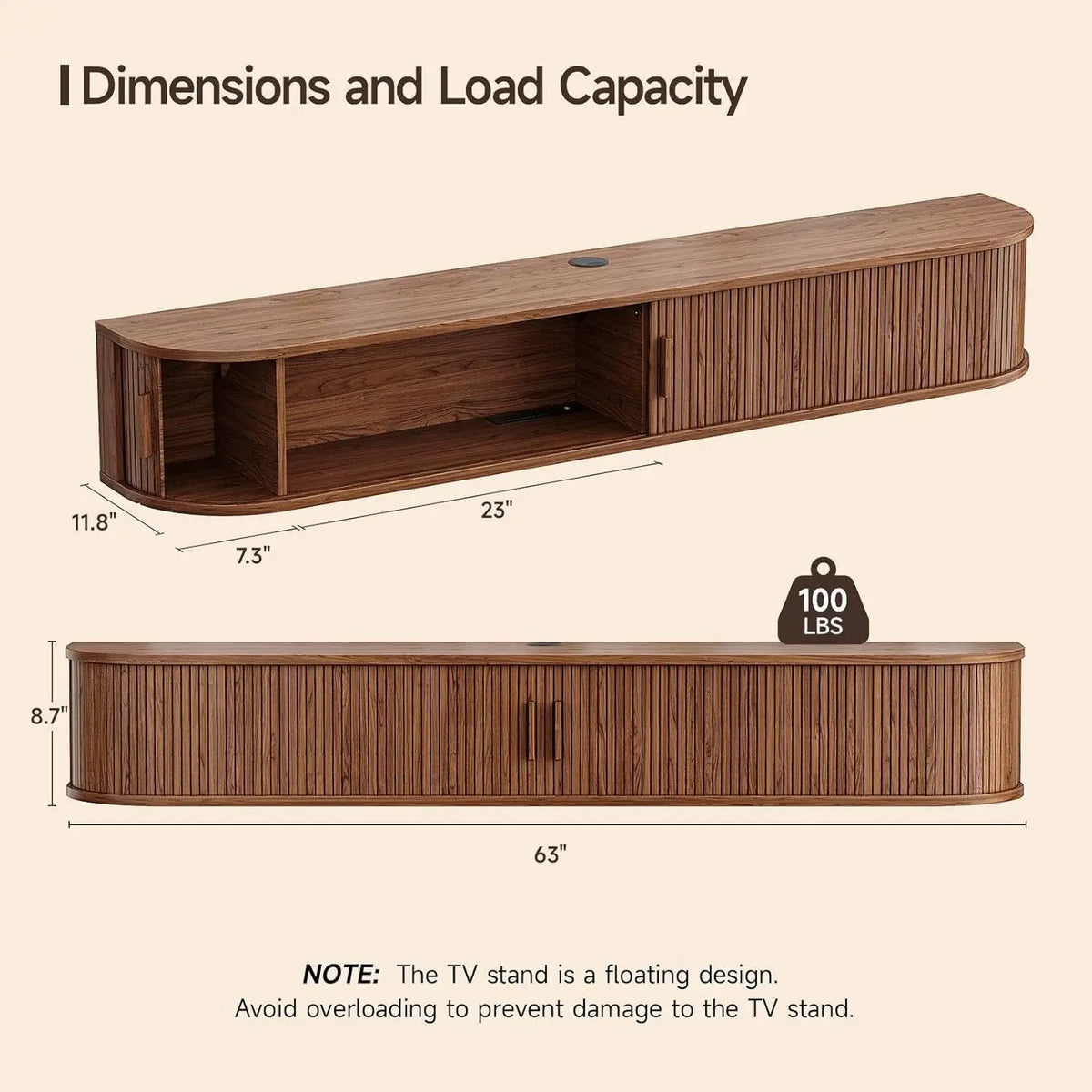Onbrell Floating TV Console With LED Lights And Power Outlet