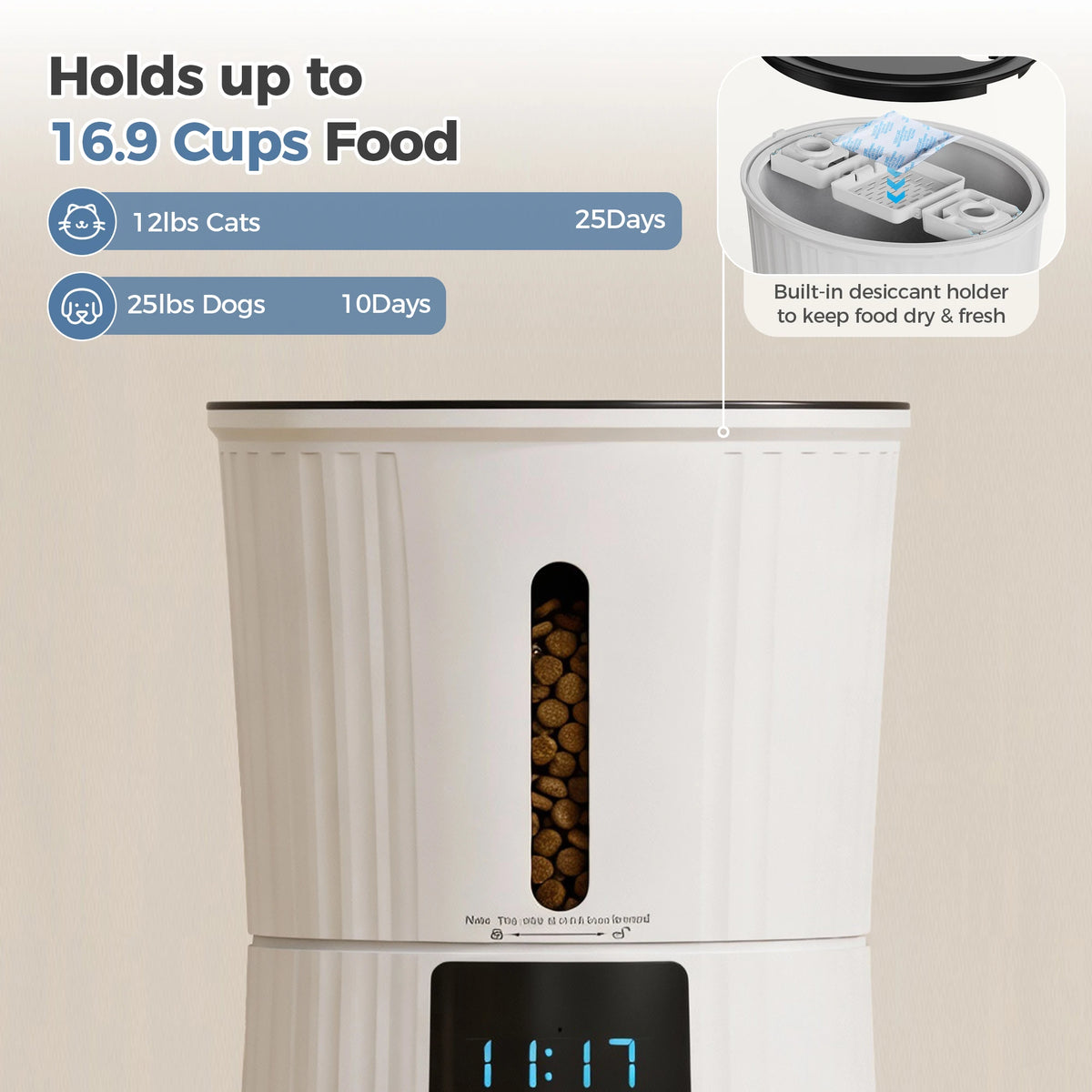 JHK WiFi Automatic Cat Feeder With App Control And Timer