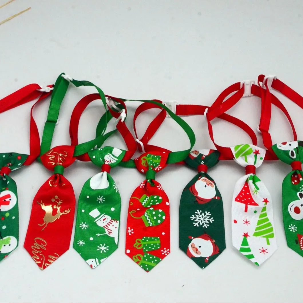 Christmas Adjustable Dog Bow Tie Pet Accessory Set