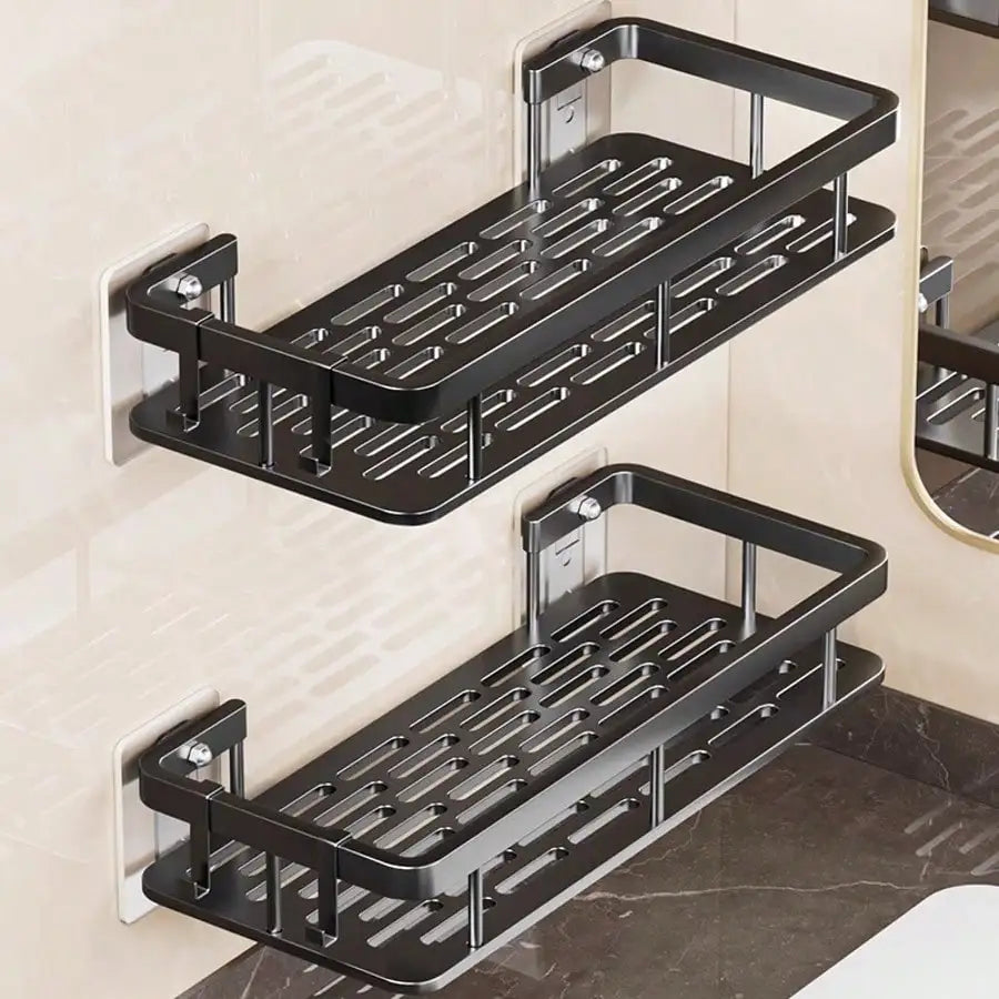 Drill Free Wall Mounted Aluminum Bathroom Storage Shelf Shower Rack