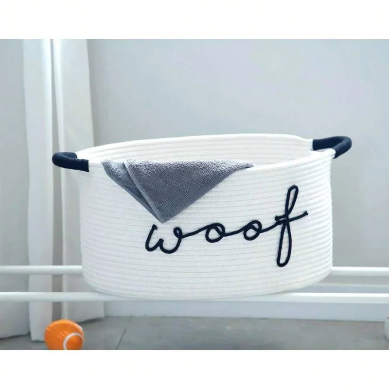 Handwoven Bamboo Reusable Dog Toy Storage Basket With Handles