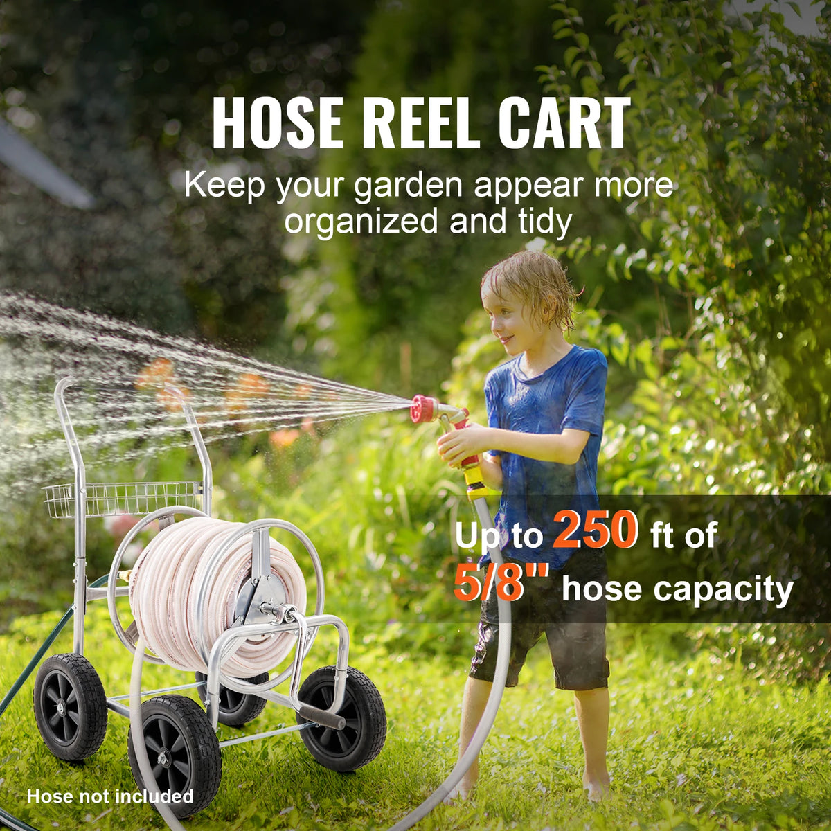 SucceBuy Heavy Duty Steel Garden Hose Reel Cart Brass Fittings