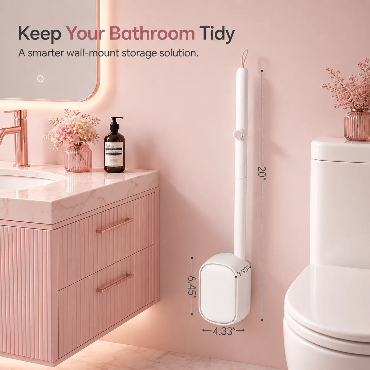 Joybos Drill Free Wall Mounted Toilet Brush With Replaceable Heads