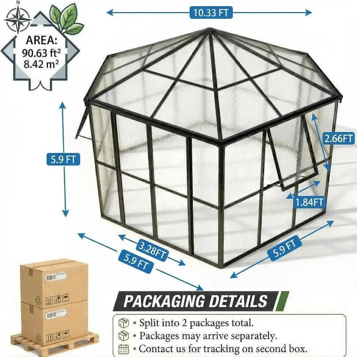 Heavy Duty Polycarbonate Walk In Greenhouse With Aluminum Frame